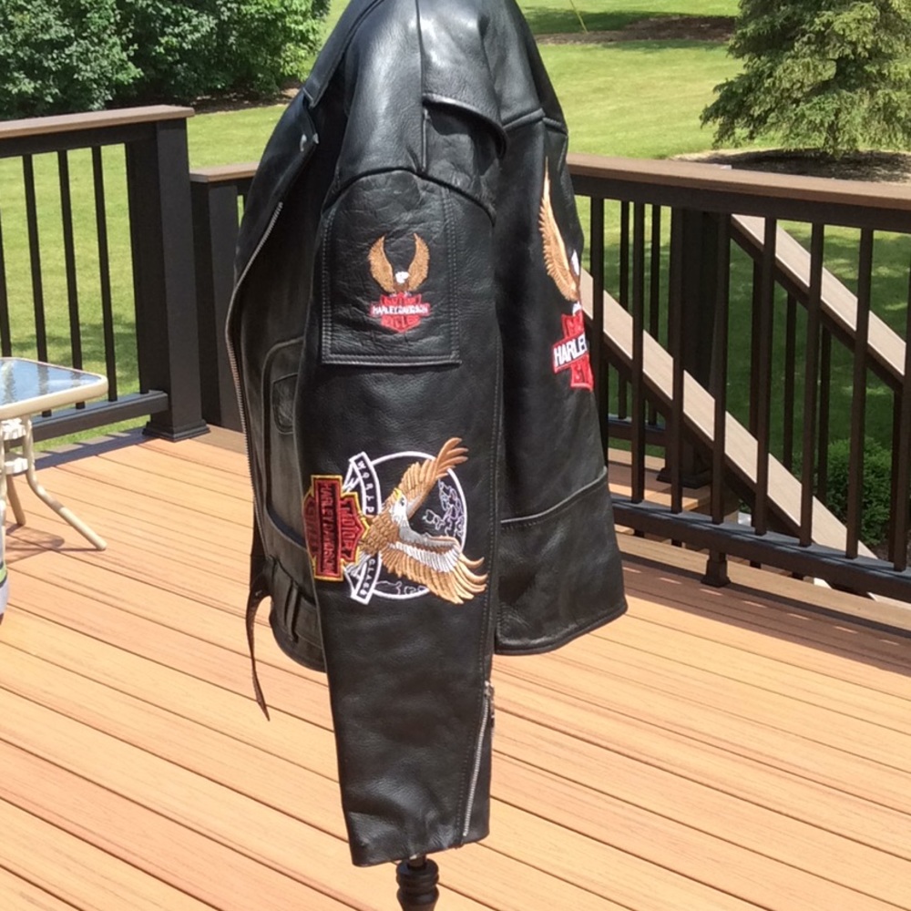 Men’s Harley Davidson Motorcycle Black Leather s48 - Picture 3 of 8